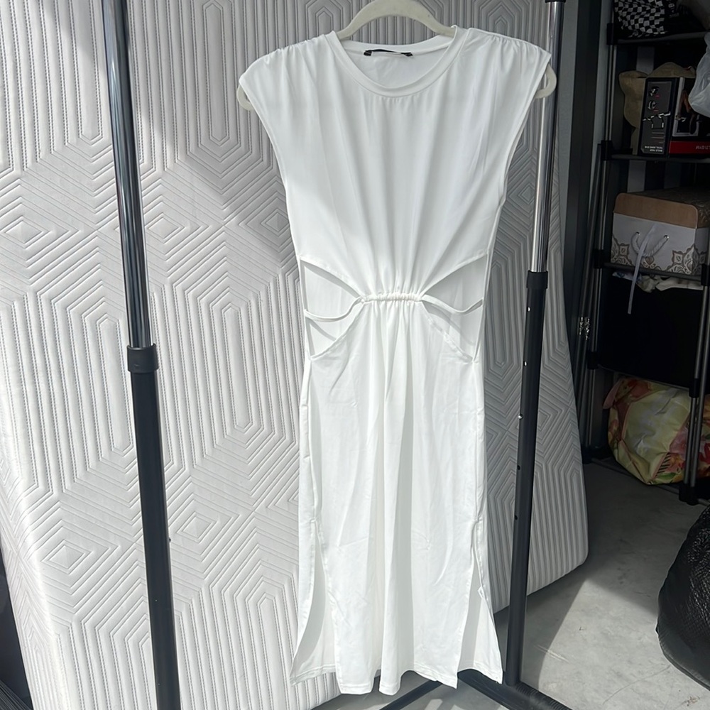 Sexy white cutout midi dress